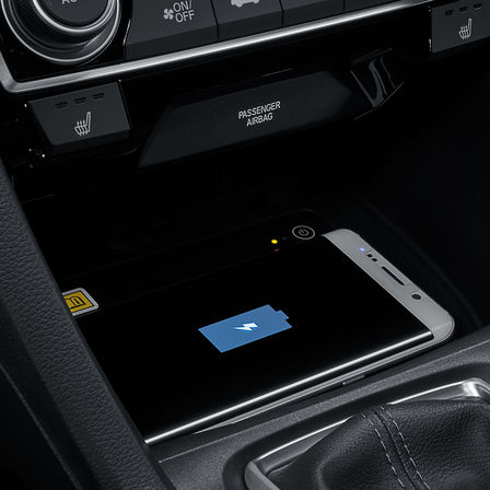 Close-up wireless charging system Honda Civic 4-door.