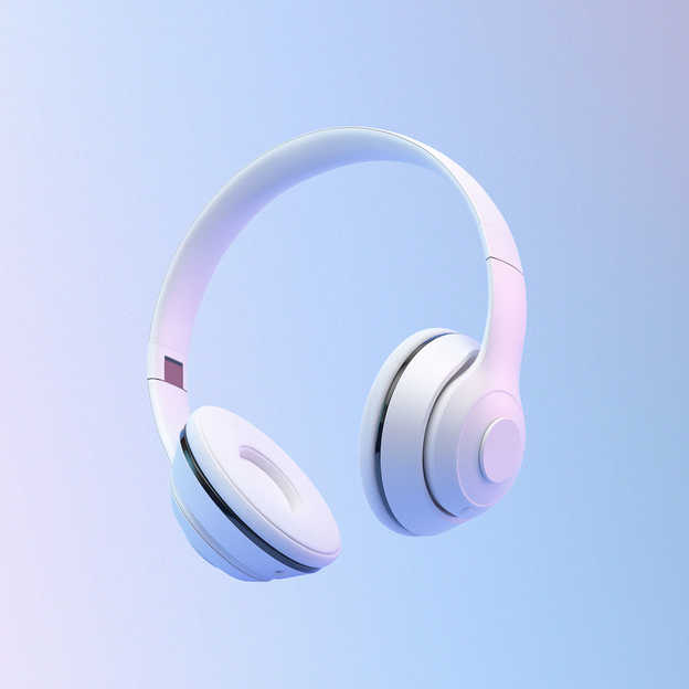 Een digitale illustratie van enkele draadloze Bluetooth hoofdtelefoons