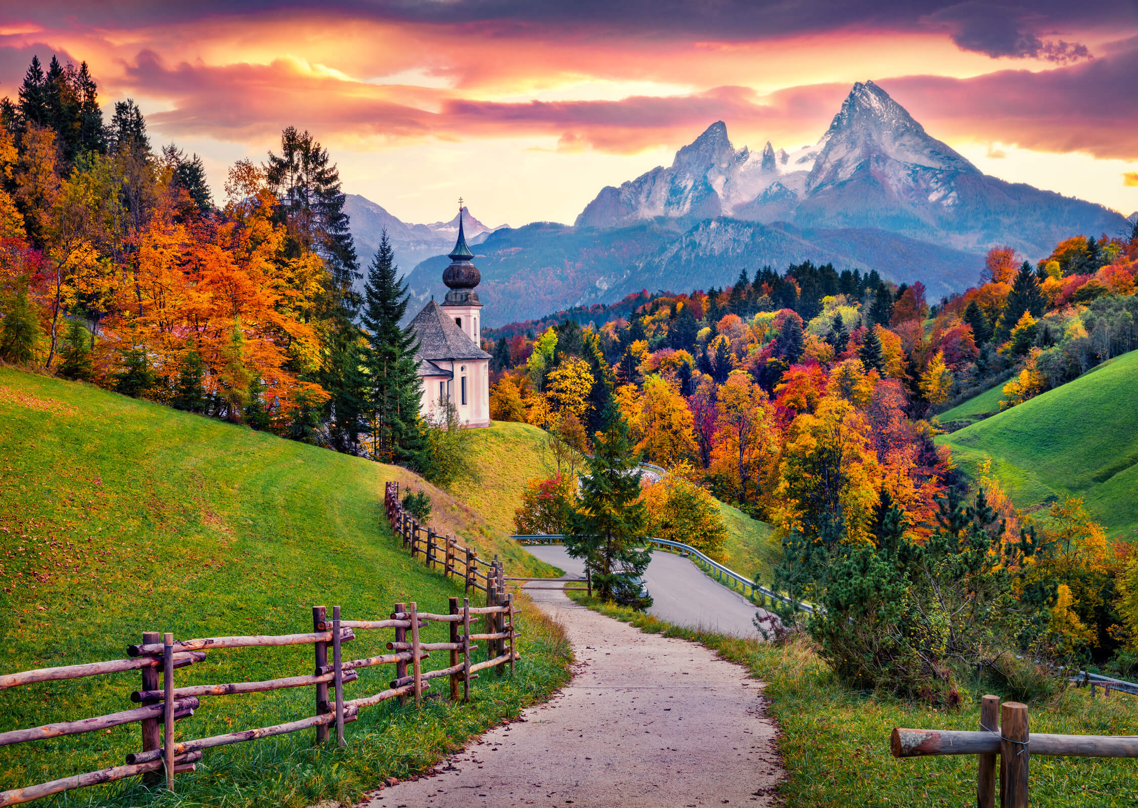 Maria Gern church in Berchtesgaden, hidden among the mountains in Bavaria, Germany