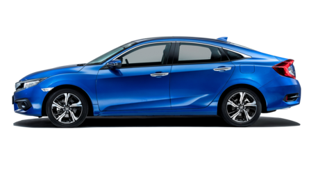 Zijaanzicht Honda Civic 4-deurs.