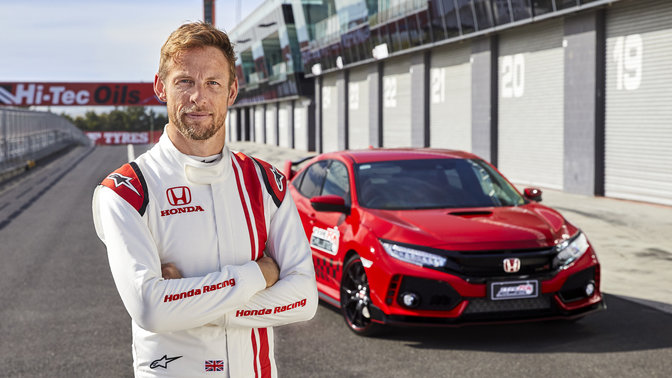 De Honda Civic Type R met Jenson Button