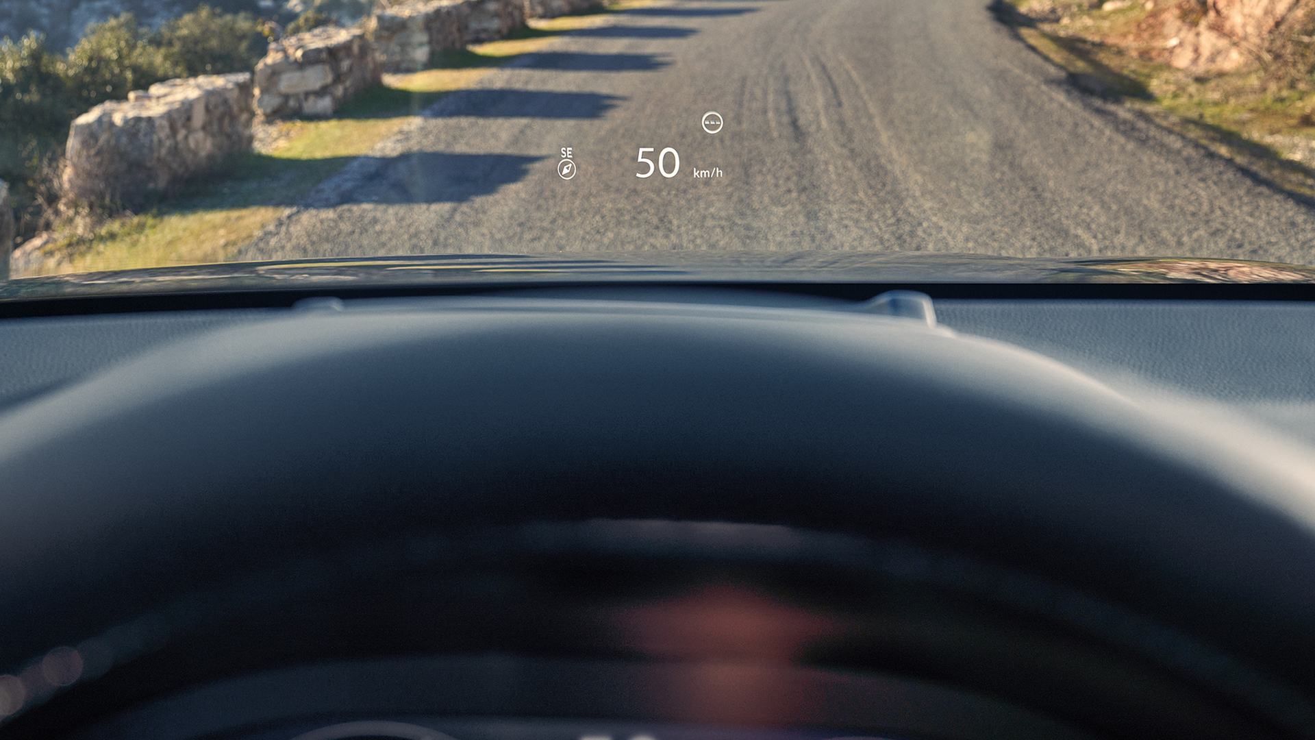 Close-up van het head-up display van de Honda CR-V Hybrid.