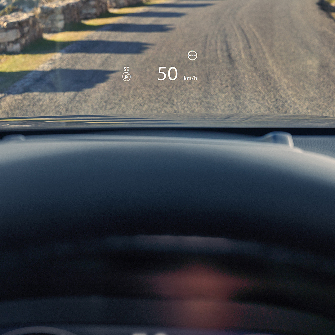 Close-up van het head-up display van de Honda CR-V Hybrid.