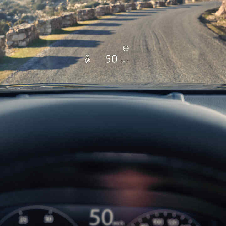 Close-up van het head up display van de Honda CR-V Hybrid.