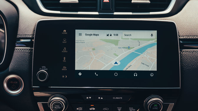 Zijdelingse close-up van touchscreen-symbolen Honda CR-V Hybrid.