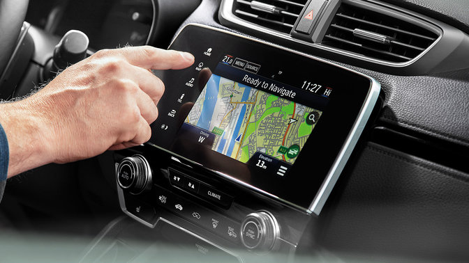 Close-up van infotainmentsysteem met 7-inch kleurentouchscreen