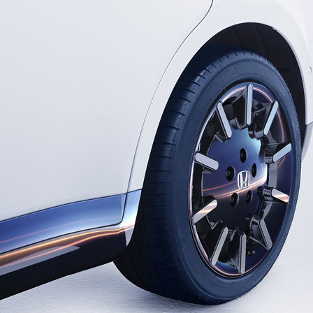 Close-up of Honda e-wheel.