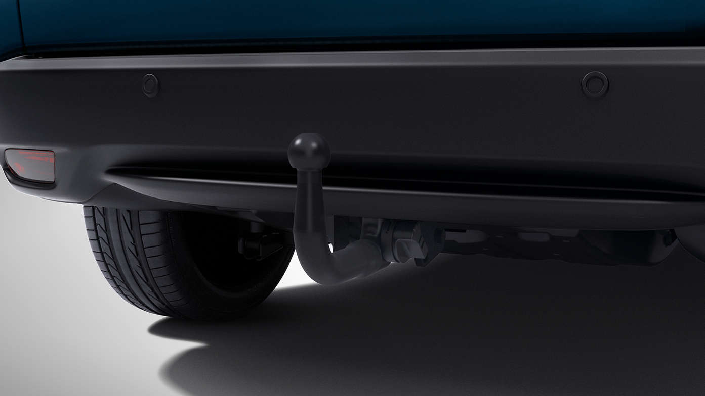 Close-up van Honda HR-V afneembare trekhaak met 13-polige stekker.