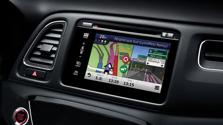 Close-up van infotainmentsysteem van de Honda HR-V.