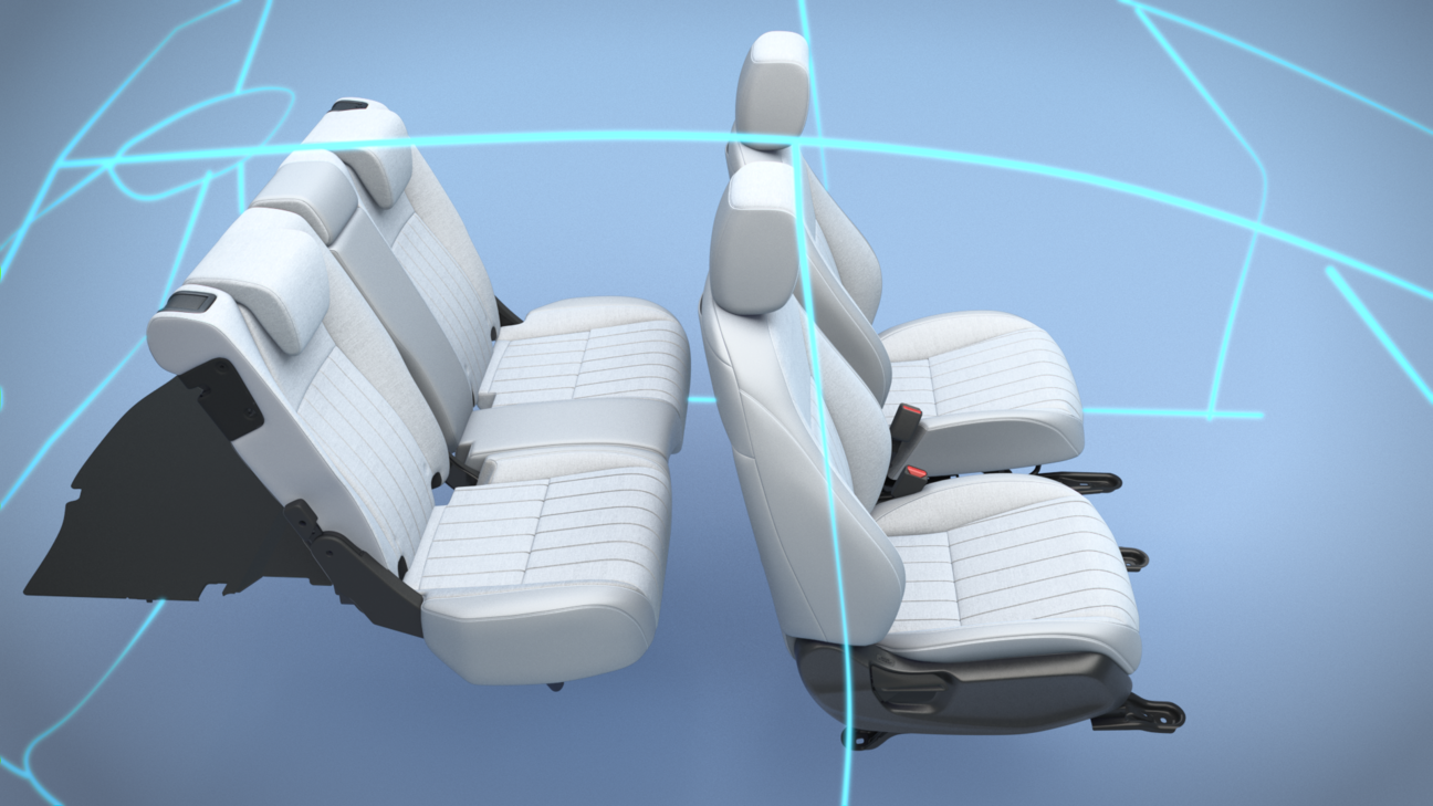 Honda Jazz Hybrid Seats in wireframe car