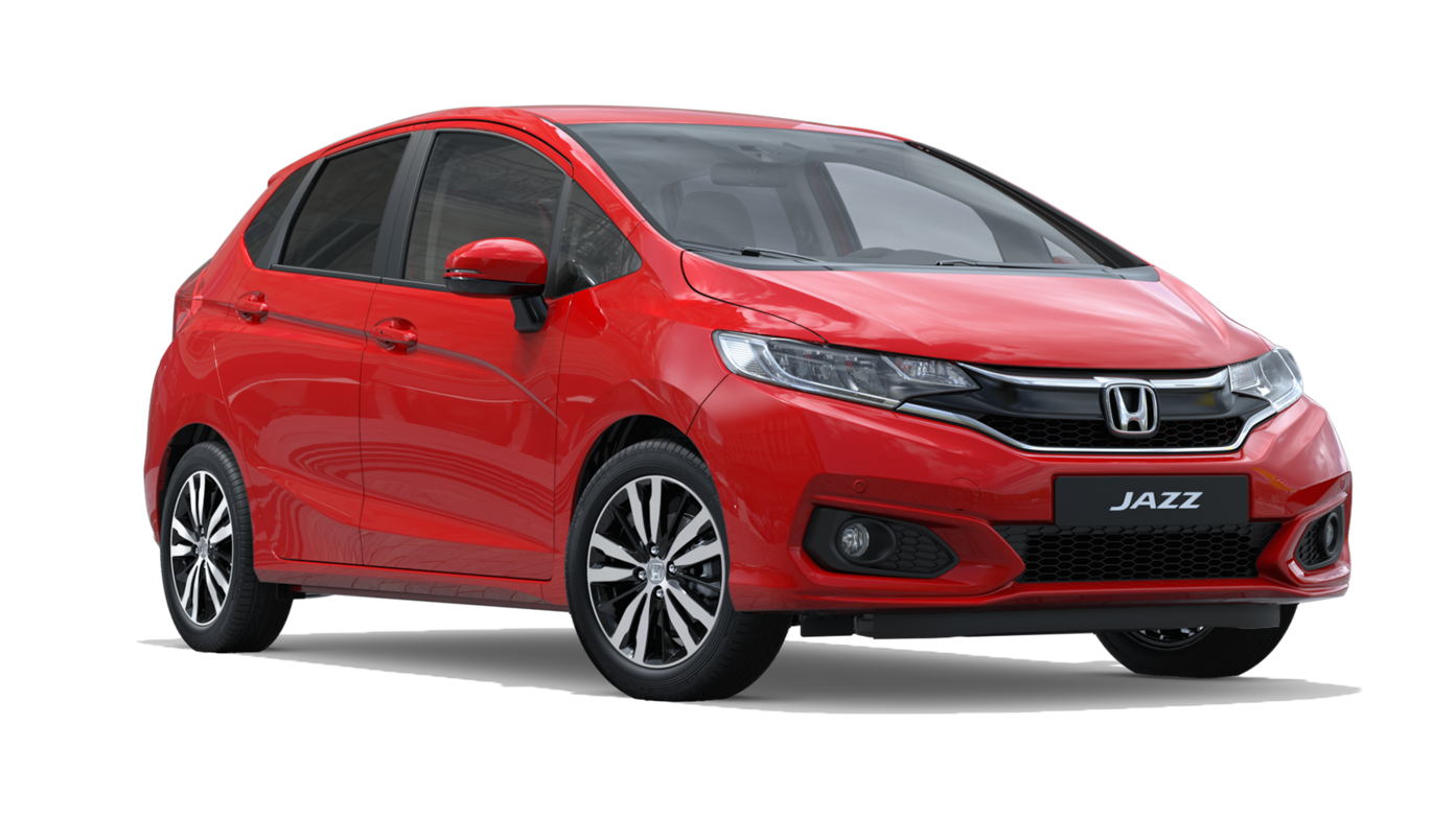 Driekwart vooraanzicht Honda Jazz Dynamic.