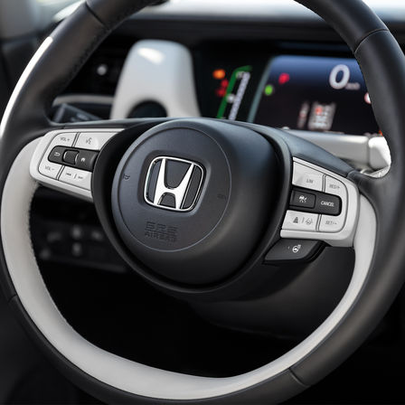 Close-up van stuurwiel van Honda Jazz