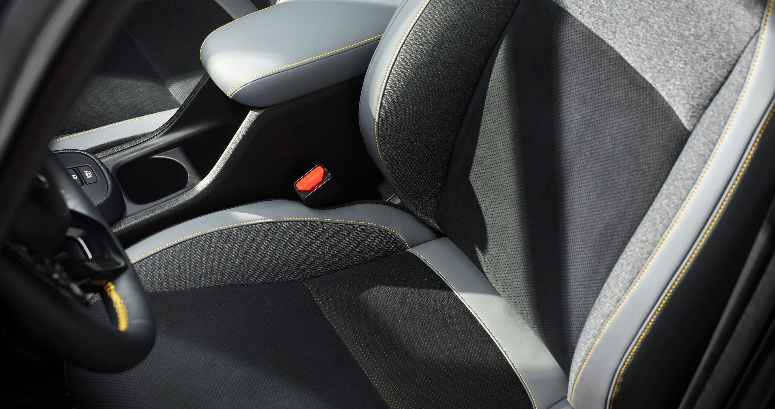 Heated Honda Jazz seats with yellow stitching