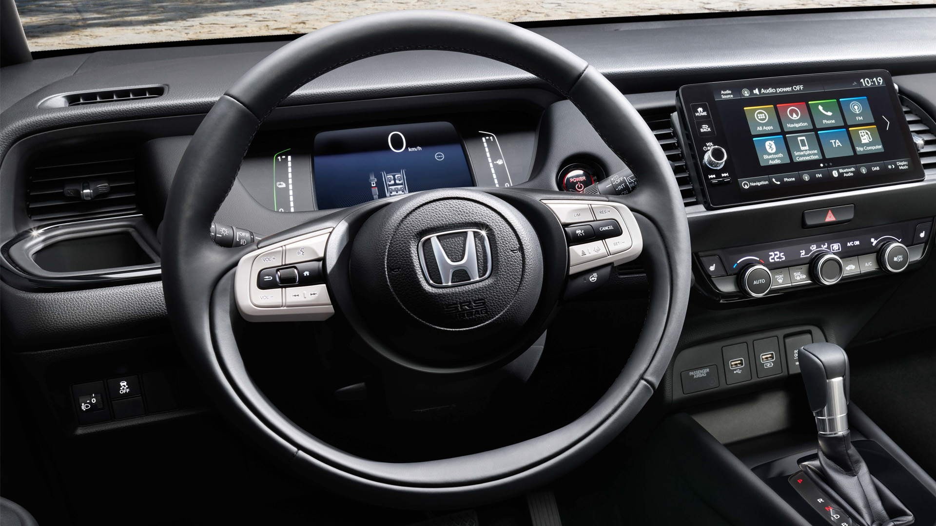 Close up of drive mode button in the Honda Jazz.