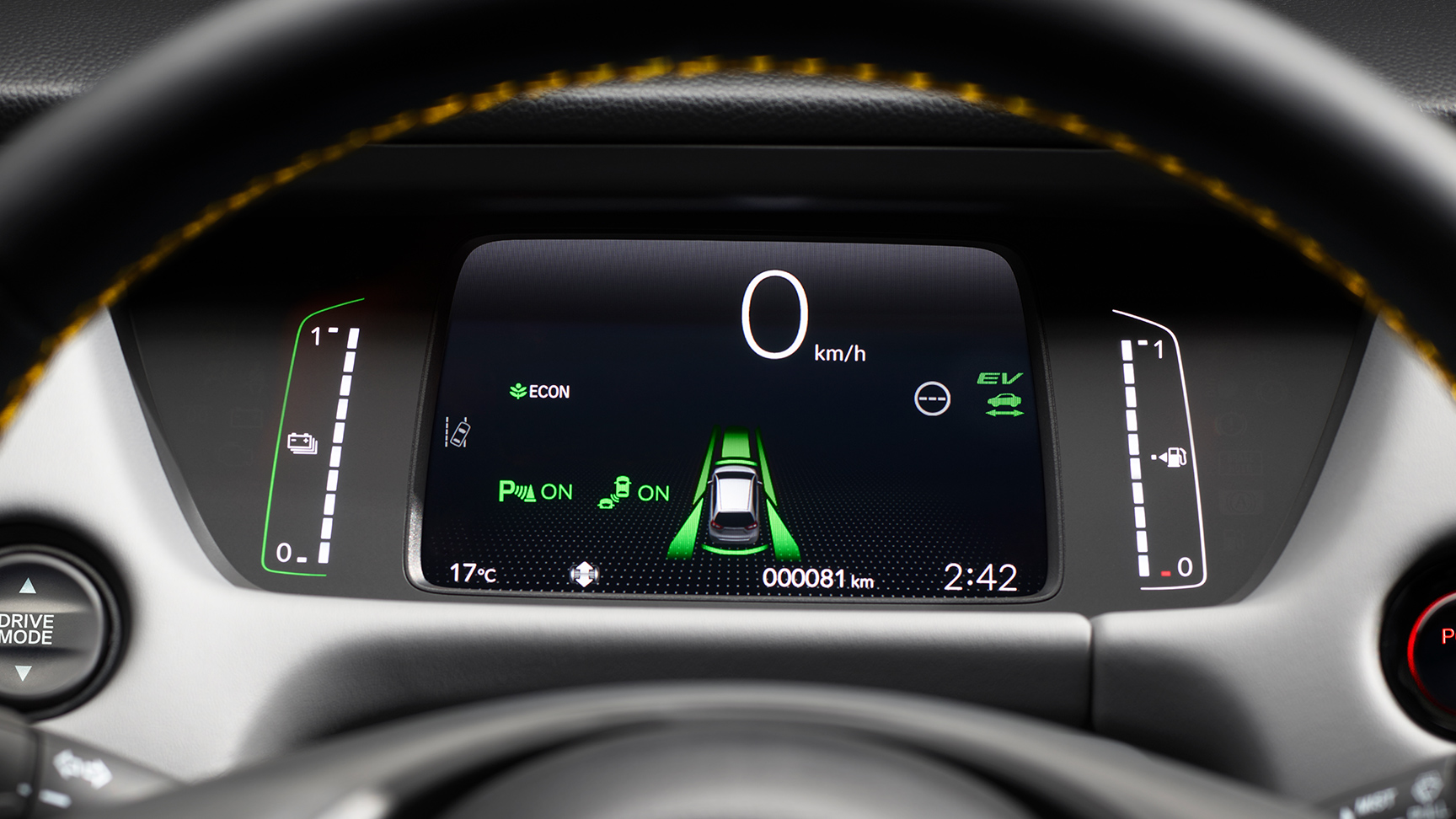 Close up of Honda Jazz Digital display.