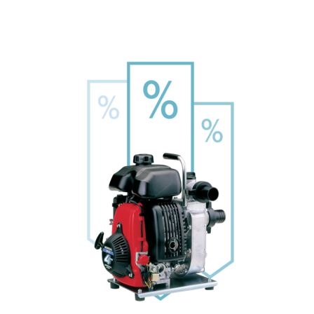 Zijaanzicht van Honda waterpomp, met aanbiedingenillustratie.