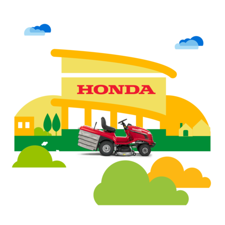 Honda grasmaaier, zijaanzicht, zicht op rechterkant.