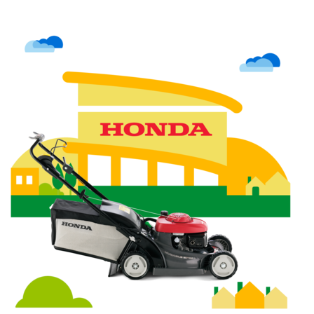 Honda grasmaaier, zijaanzicht, zicht op rechterkant.