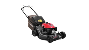 Honda grasmaaier, driekwart vooraanzicht, zicht op rechterkant.