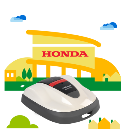 Honda grasmaaier, zijaanzicht, naar rechts gericht.