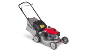 Honda grasmaaier, driekwart vooraanzicht, zicht op rechterkant.