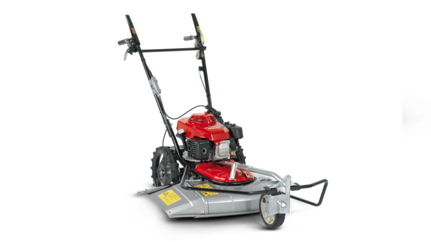 Honda grasmaaier, driekwart vooraanzicht, zicht op rechterkant.