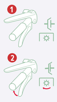 Diagram dat laat zien hoe de koppeling bediend moet worden.