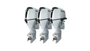 Driekwart vooraanzicht van BF115, BF135 en BF150 motoren.