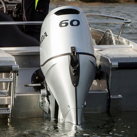 Close up of BF60 engine, coastal location.