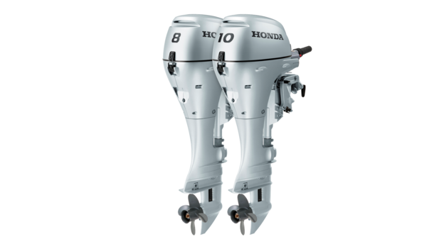 Driekwart vooraanzicht van BF8 en BF10 motoren.