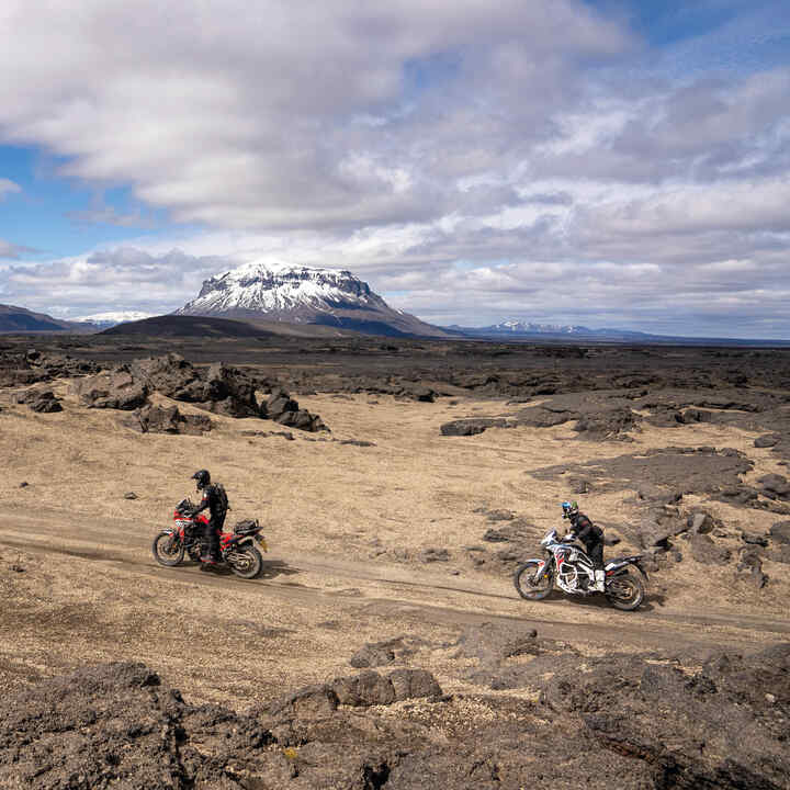 Africa Twin front on dynamic with rider