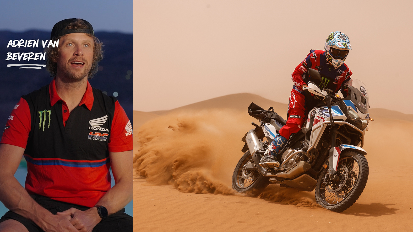 Adrien Van Beveren spreekt de Honda Adventure Roads-deelnemers toe