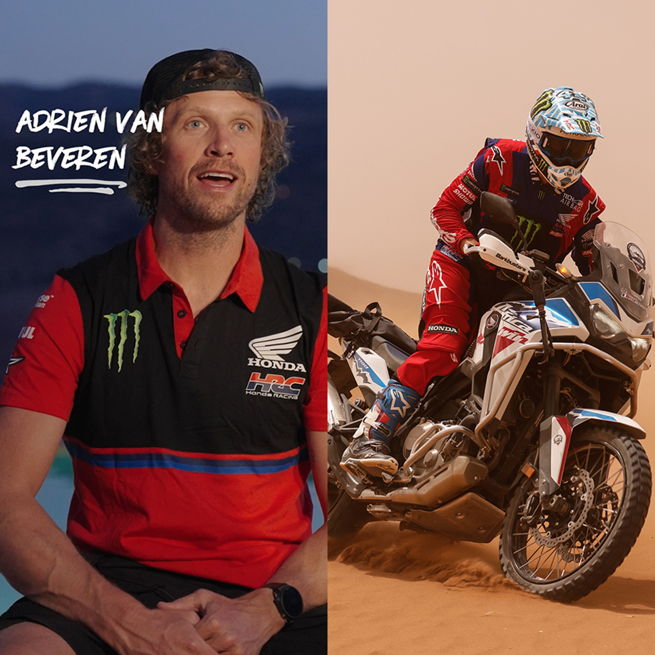 Adrien Van Beveren spreekt de Honda Adventure Roads-deelnemers toe