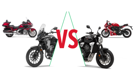 Verzameling van Honda-motorfietsen.