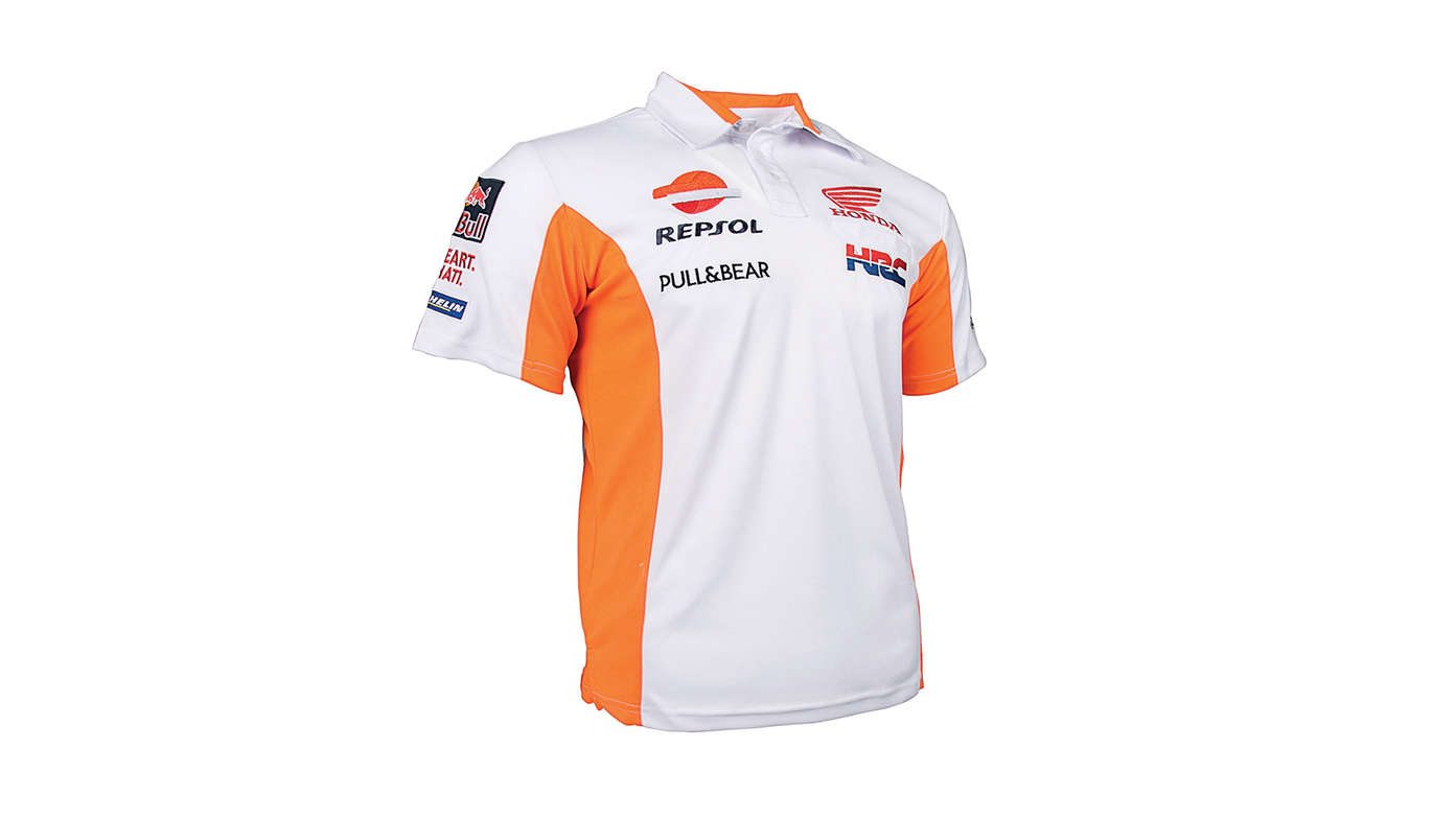 Witte Honda MotoGP-teamkleuren met Repsol-logo.