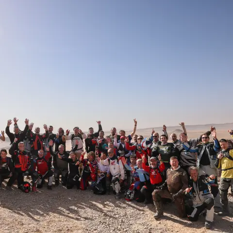 Groep rijders in Marokko