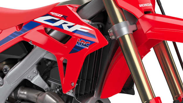 Honda CRF450R nieuwe graphics en het HRC-logo.